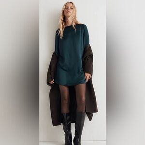 Madewell Green Satin Dress S